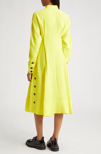 Proenza Schouler Long Sleeve Crushed Matte Satin Shirtdress