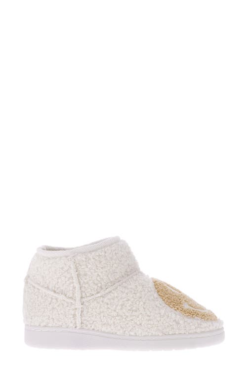 Mia Chill Smiley Genuine Shearling Bootie Slipper In Oatmeal Happy Face