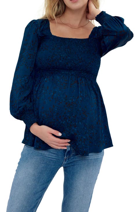 Lolmot Maternity Women Stripe Long Sleeves Solid Nursing Sweatershirt Tops  Blouse