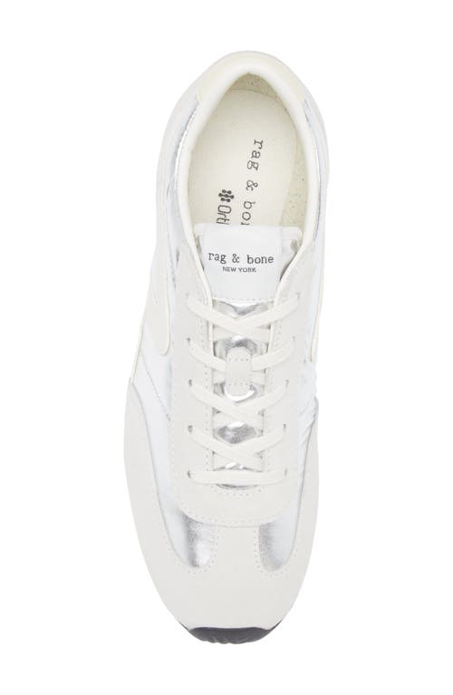 Rag & Bone Retro Metallic Suede Runner Sneakers In Silver Leather