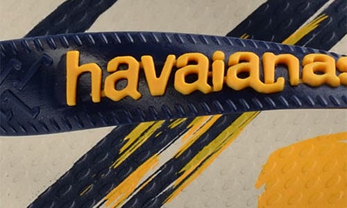 Shop Havaianas Top Nautical Flip Flop In Beige/navy Blue