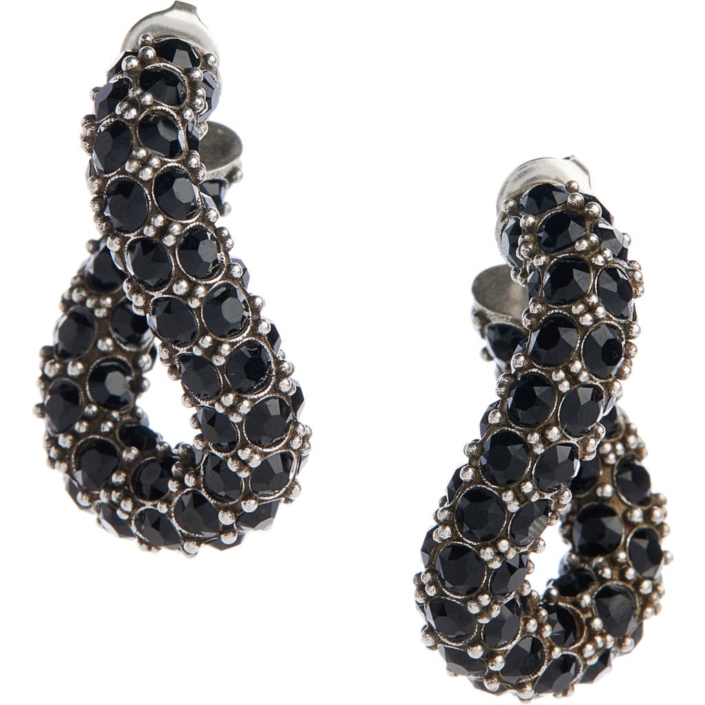Isabel Marant Funky Ring Crystal Hoop Earrings In Black/silver