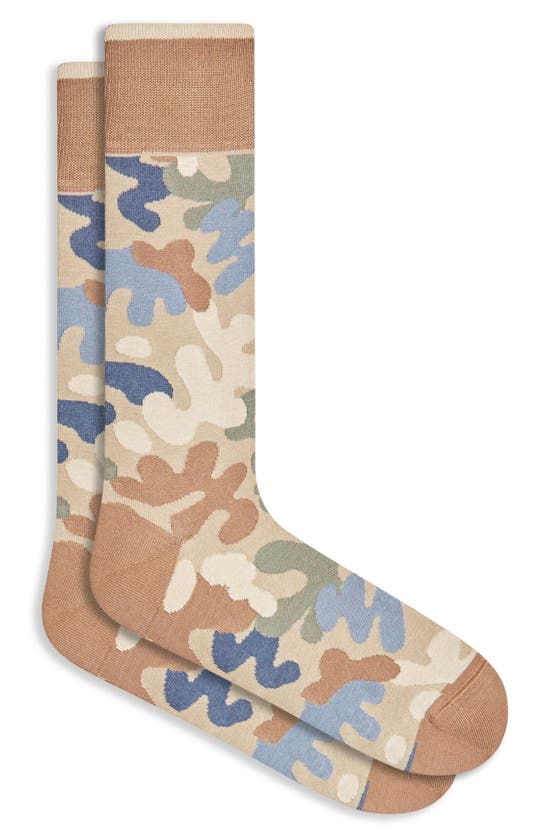 Bugatchi Abstract Mercerized Cotton Blend Dress Socks In Sand
