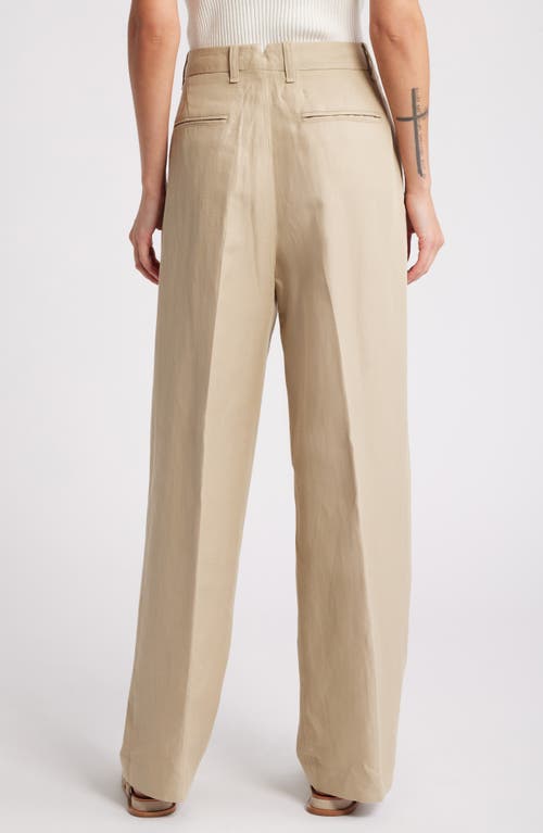 Shop Rag & Bone Newman Pleated Cotton & Linen Wide Leg Pants In Sand