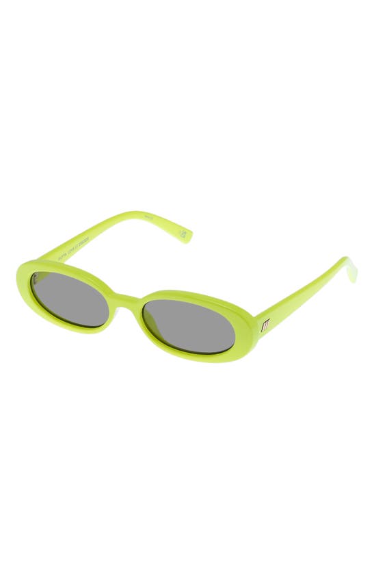 Shop Le Specs Outta Love 51mm Oval Sunglasses In Pine Lime / Olive Mono