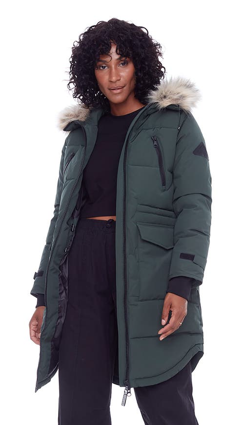 Alpine North Ukon Women's Vegan Down (recycled) Drawstring Parka In Deep Green