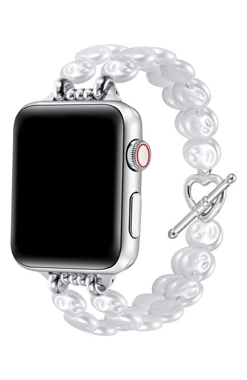 The Posh Tech Eloise Imitation Pearl Apple Watch® Bracelet Watchband In White