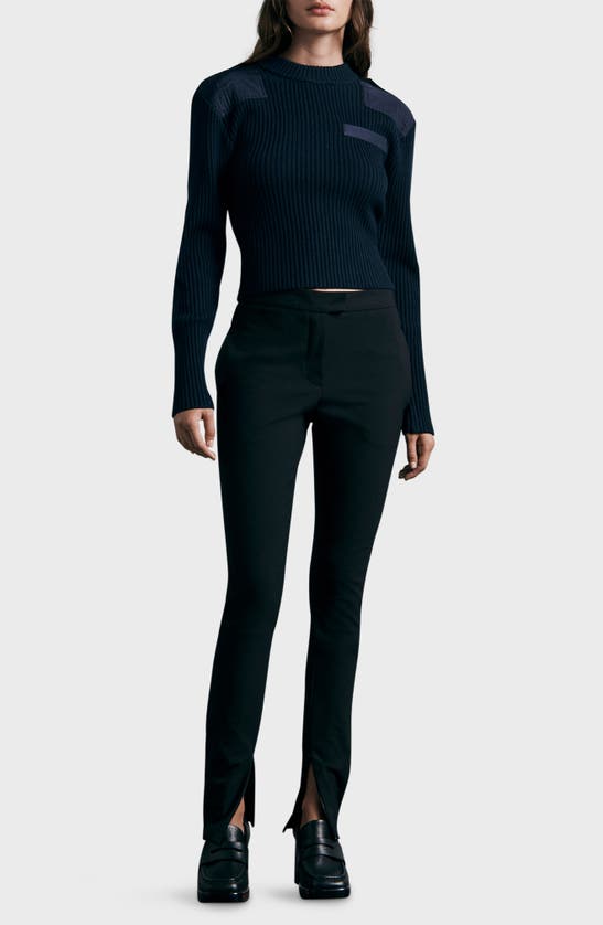 Rag & Bone Icons Rib Merino Wool Crewneck Sweater In Navy