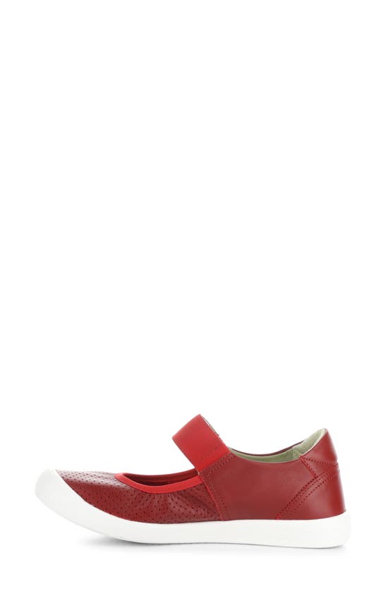 Softinos By Fly London Iglu Mary Jane Flat In Red Smooth Leather