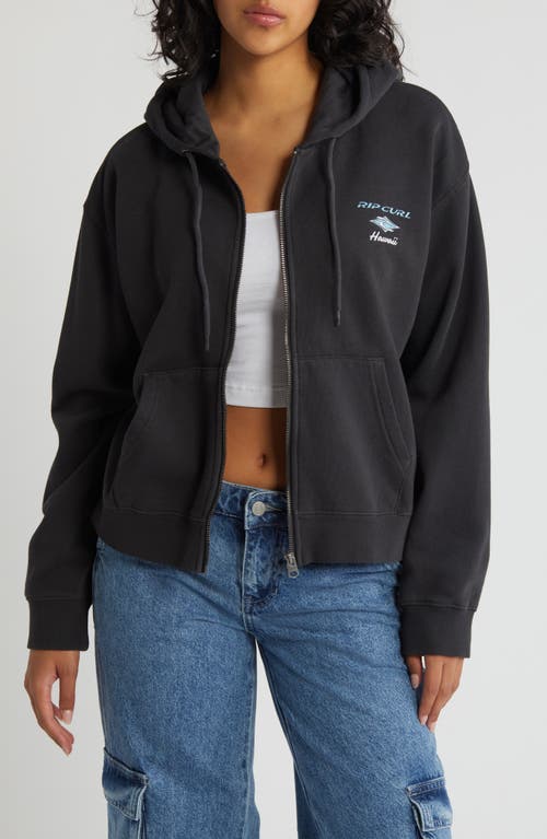 Vacation Oversize Full Zip Hoodie in Hawaii Washed Black