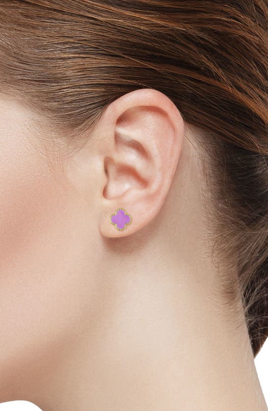 Lily Nily Kids' Clover Stud Earrings In Purple