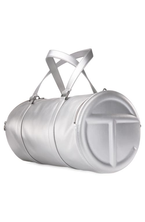 Telfar Large Faux Leather Duffle Bag In Silver