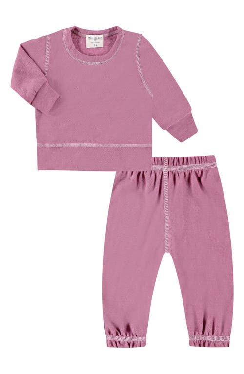 Shop Paigelauren Hacci Long Sleeve Top & Pants Lounge Set In Dark Pink