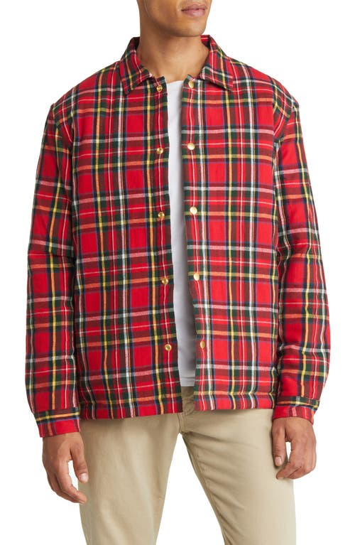 Madras Plaid Quilted Lining Overshirt in Red/Yellow