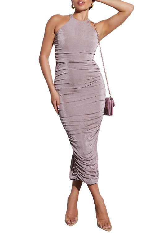 VICI Collection Esmai Ruched Midi Dress Mushroom at Nordstrom,