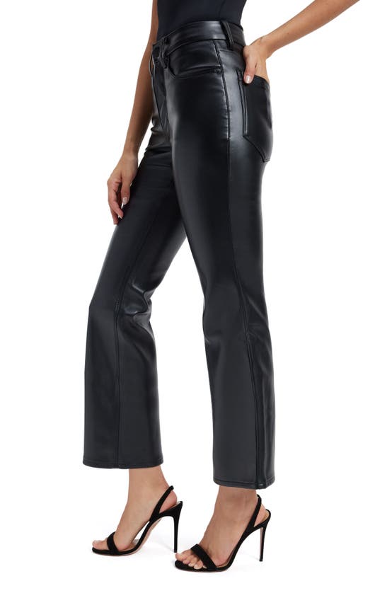 Shop Good American Good Legs Crop Faux Leather Mini Bootcut Pants In Black001