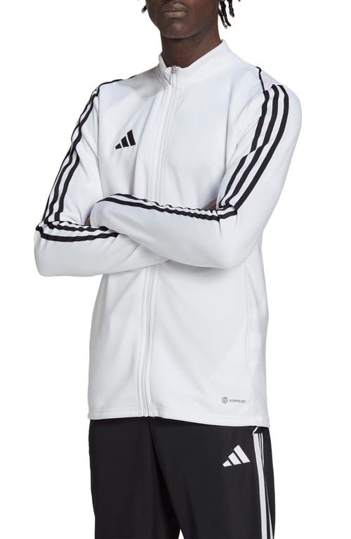 adidas Tiro 23 Recycled Polyester League Soccer Jacket in White