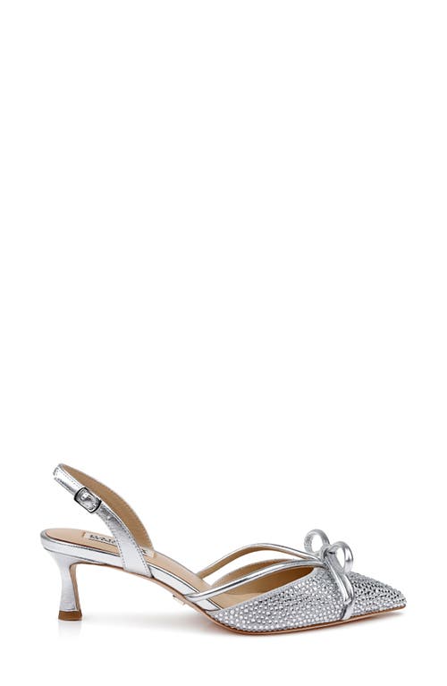 Shop Badgley Mischka Collection Angelina Slingback Pointed Toe Kitten Heel Pump In Silver Leather