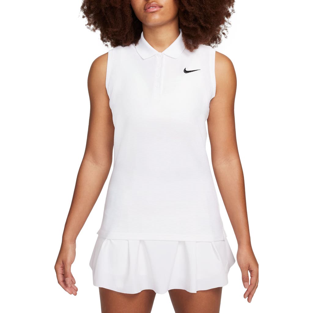Nike Victory Dri-fit Sleeveless Golf Polo In White