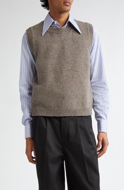 Shop Maison Margiela Marled Wool Sweater Vest In Beige