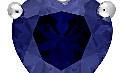 Delmar Lab-grown Sapphire Heart Stud Earrings & Pendant Necklace Set In Blue