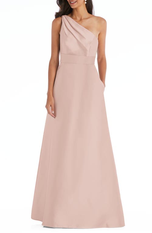 Alfred Sung One-Shoulder A-Line Gown in Toasted Sugar