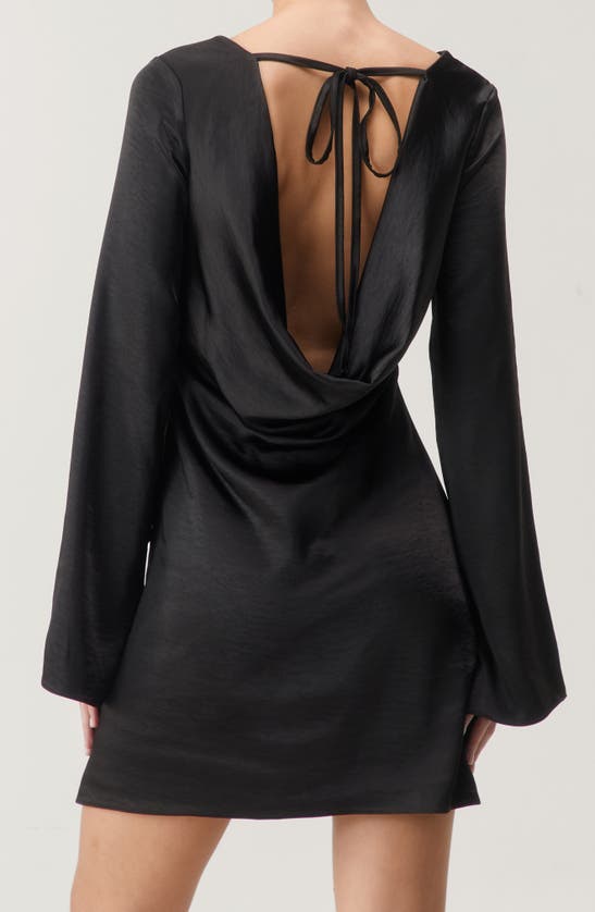 Shop Nasty Gal Plunge Back Long Sleeve Satin Minidress In Black
