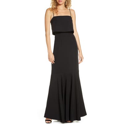Wayf The Domenic Popover Trumpet Gown, Black