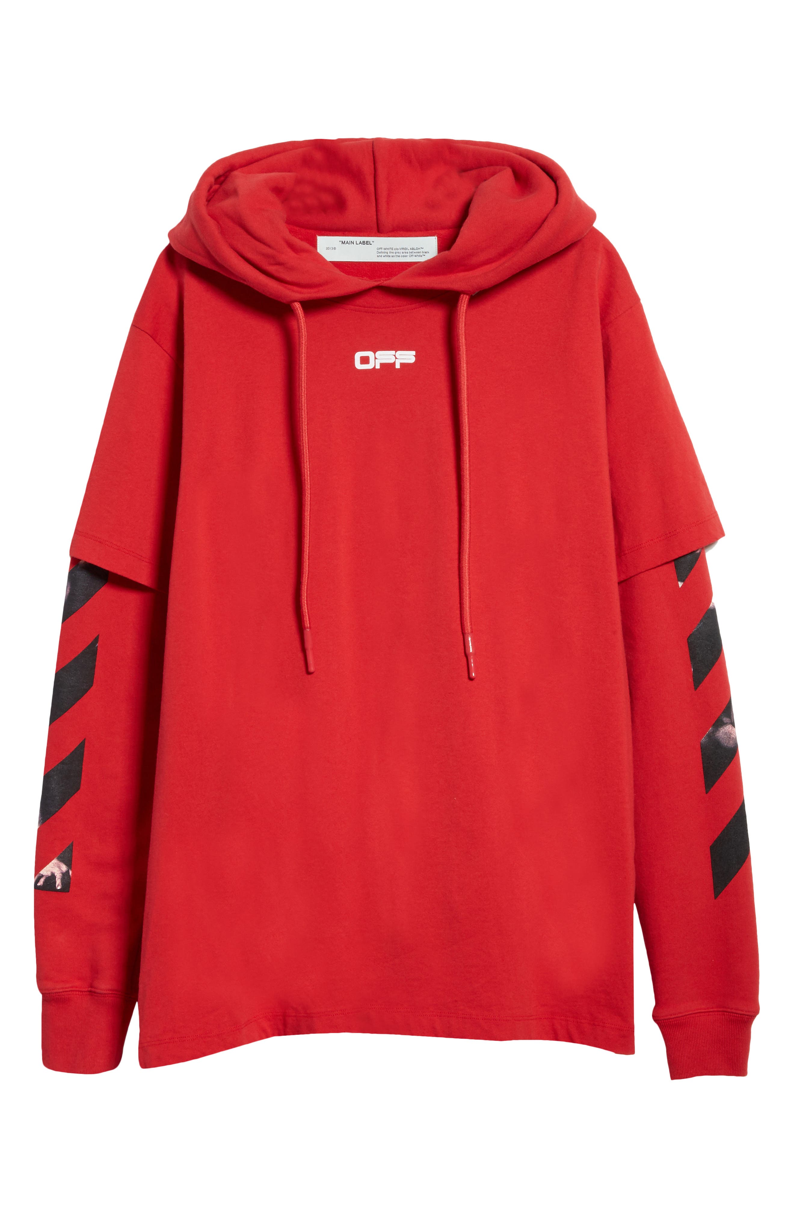 off white layered hoodie