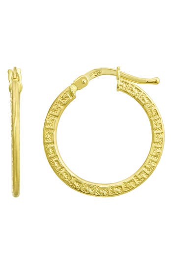 Candela Jewelry 14k Gold Greek Key 20mm Hoop Earrings