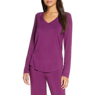 Nordstrom Moonlight V-Neck Long Sleeve Pajama Top, Purple