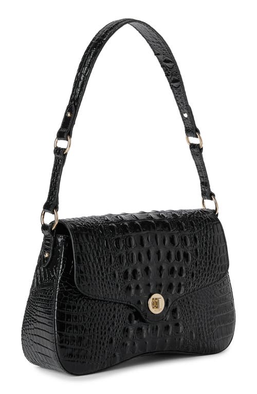 Shop Brahmin Nerida Croc Embossed Leather Shoulder Bag In Black