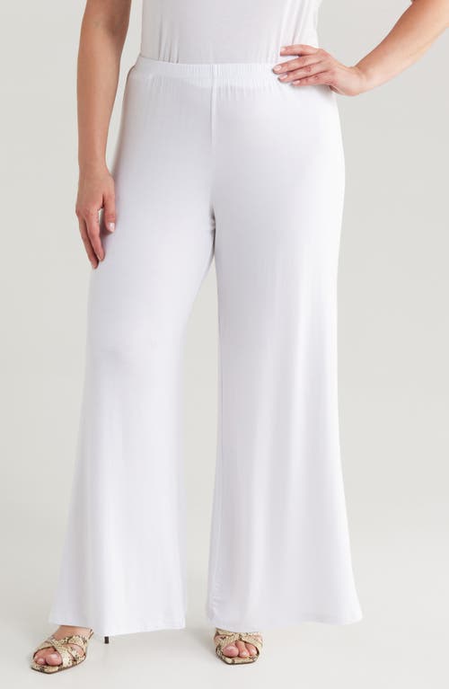 Shop 24seven Comfort Apparel Elastic Waist Stretch Flare Pants In White