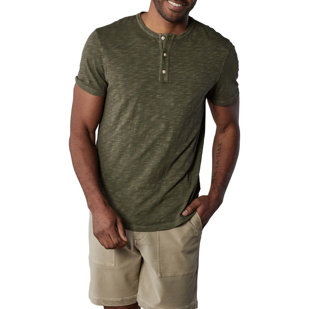 The Normal Brand Legacy Cotton Henley In Dusty Olive
