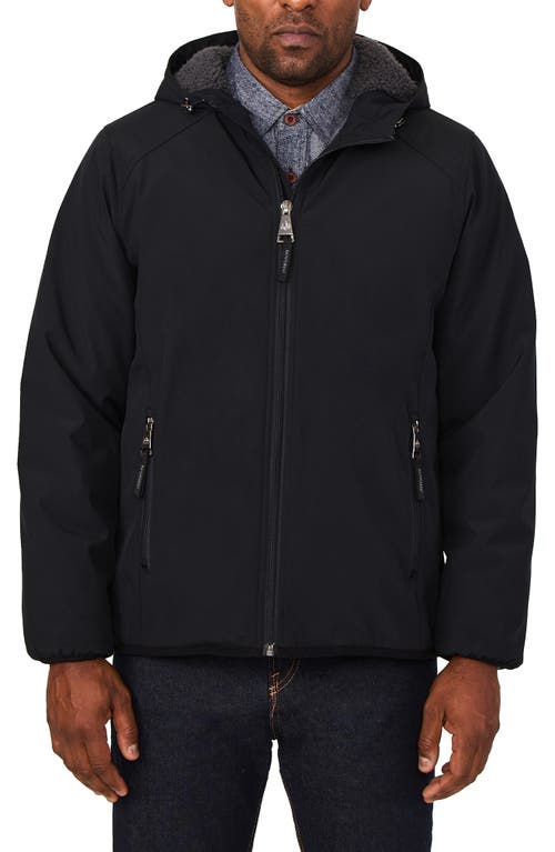 Fleece Lined Water Resistant Soft Shell Storm Jacket in Black