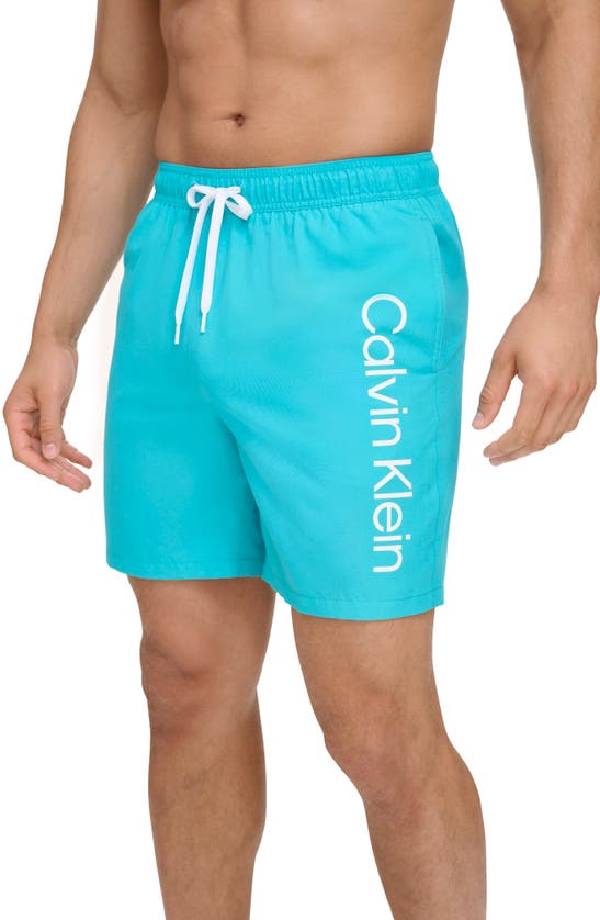 Calvin Klein Core Volley Swim Trunks In Atlantis