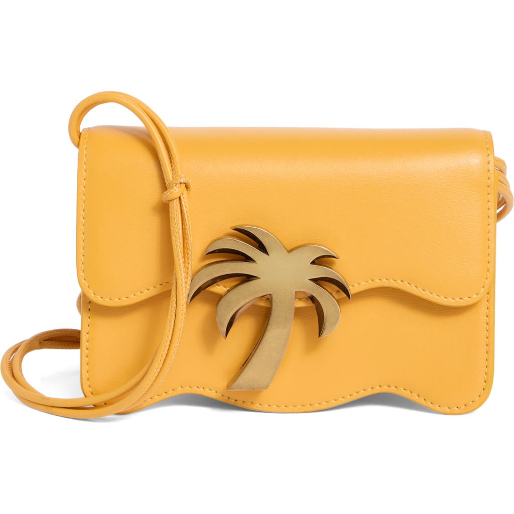 Shop Palm Angels Palm Beach Leather Crossbody Bag<br> In Yellow