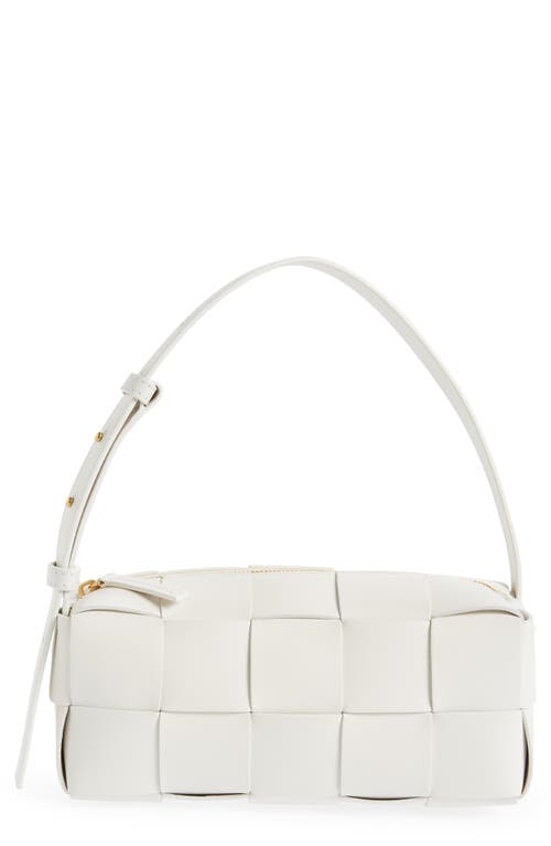 Bottega Veneta Brick Intrecciato Leather Shoulder Bag in 9009 White-Gold at Nordstrom