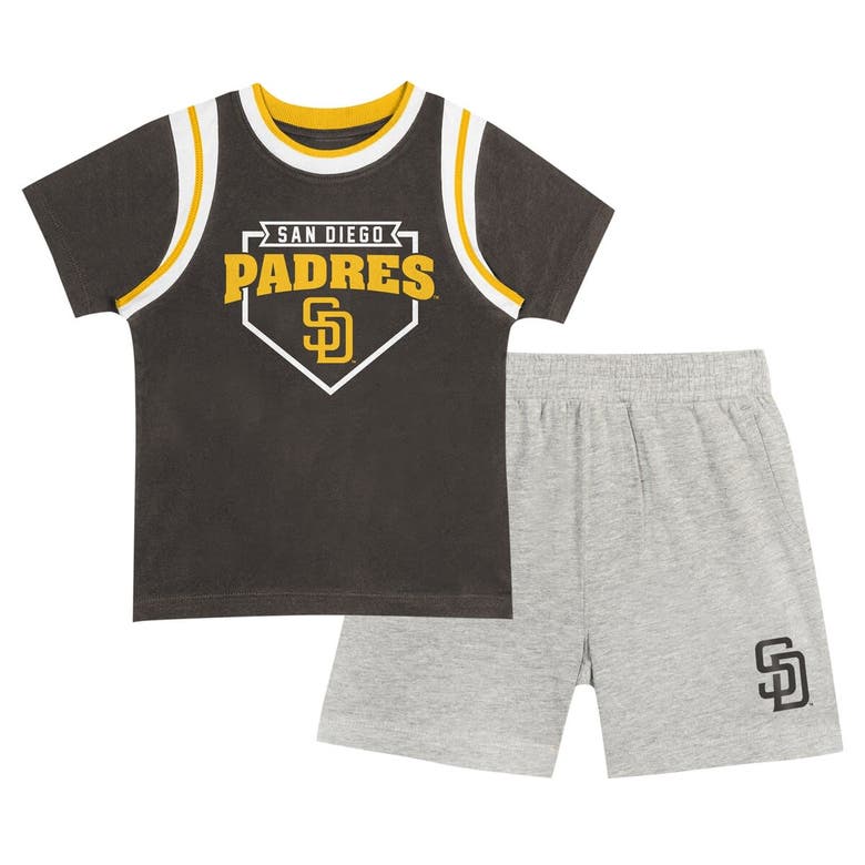 Outerstuff Kids' Toddler Fanatics Branded Brown/gray San Diego Padres Bases Loaded T-shirt & Shorts Set