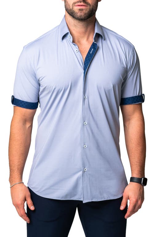 Maceoo Galileo Joli Purple Stretch Short Sleeve Button-Up Shirt at Nordstrom,