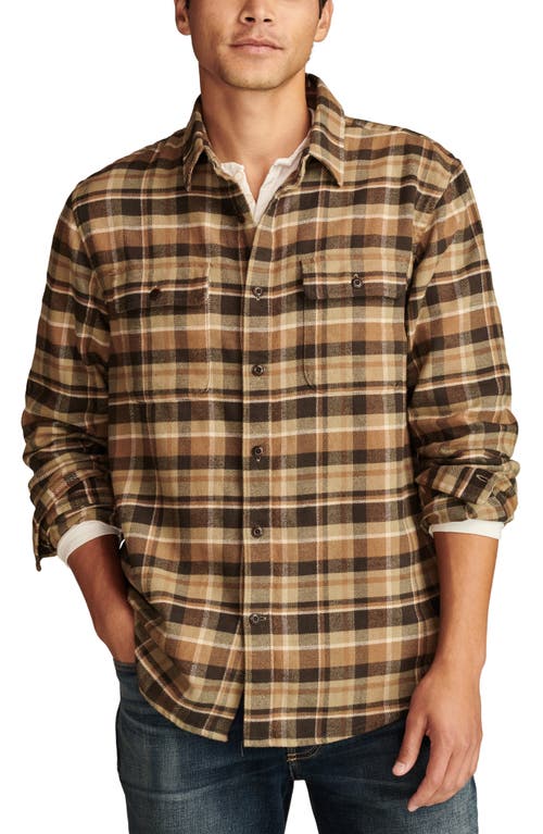 Shop Lucky Brand Plaid Cloud Soft Flannel Button-up Shirt In Brown Multi