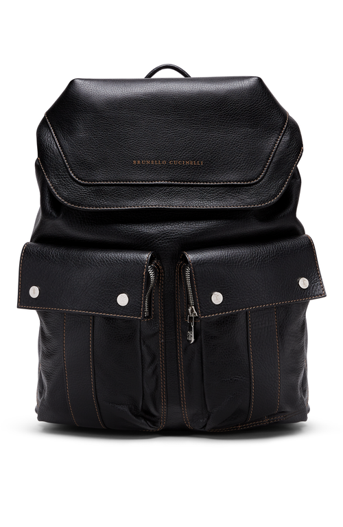 Shop Brunello Cucinelli Grained Calfskin Leisure Backpack In Black