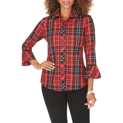 Petite Foxcroft Brinkley Matheson Tartan Shirt, Black