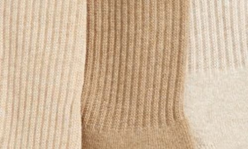 Shop Polo Ralph Lauren 3-pack Crew Socks In Taupe/oyster/beige