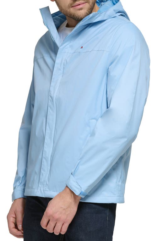 Tommy Hilfiger Hooded Rain Slicker Jacket In Powder Blue