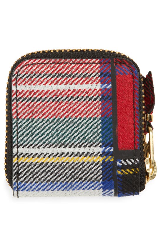 Comme Des Garçons Tartan Patchwork Zip Wallet In Red