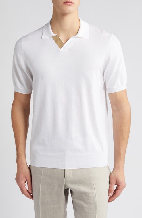 Canali Regular Fit Solid Polo Sweater White at Nordstrom, Us