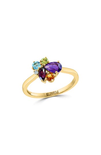 Shop Effy 14k Gold Diamond & Amethyst Ring In Gold/multi
