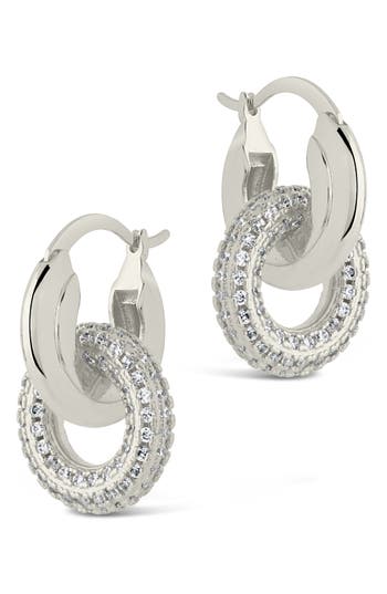 Sterling Forever Hunter Cz Interlocking Circle Drop Earrings In Silver