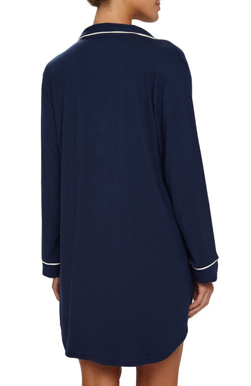 Eberjey Gisele Stretch Jersey Sleep Shirt In Navy/ivory